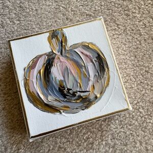 Abstract Gold, Pink and Gray Pumpkin Canvas Art